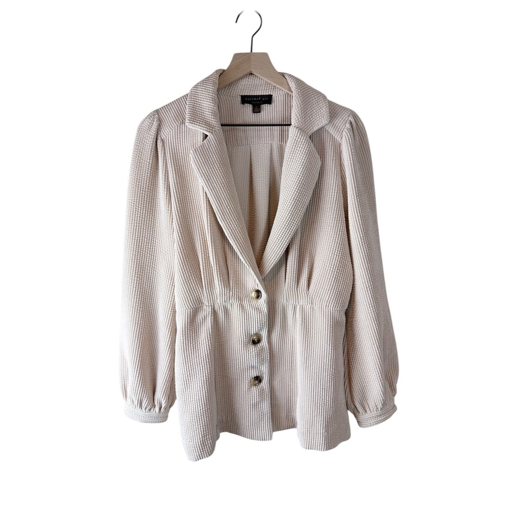 Anthropologie Current Air Courtney Corduroy Puff Sleeve Textured Blazer Jacket S